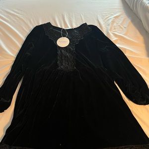 Velvet Dress with Lace